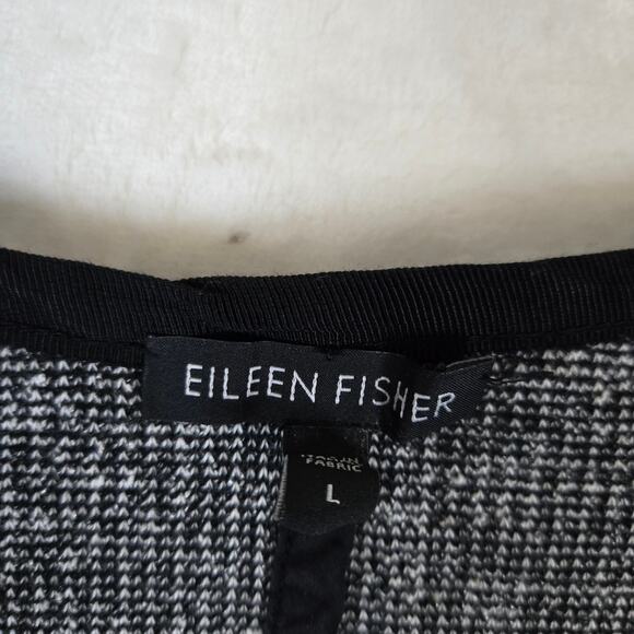 Eileen Fisher Tweed Cropped Jacket Blazer Knit Zip Up Ponte Panels Large 0838 - Picture 3 of 11